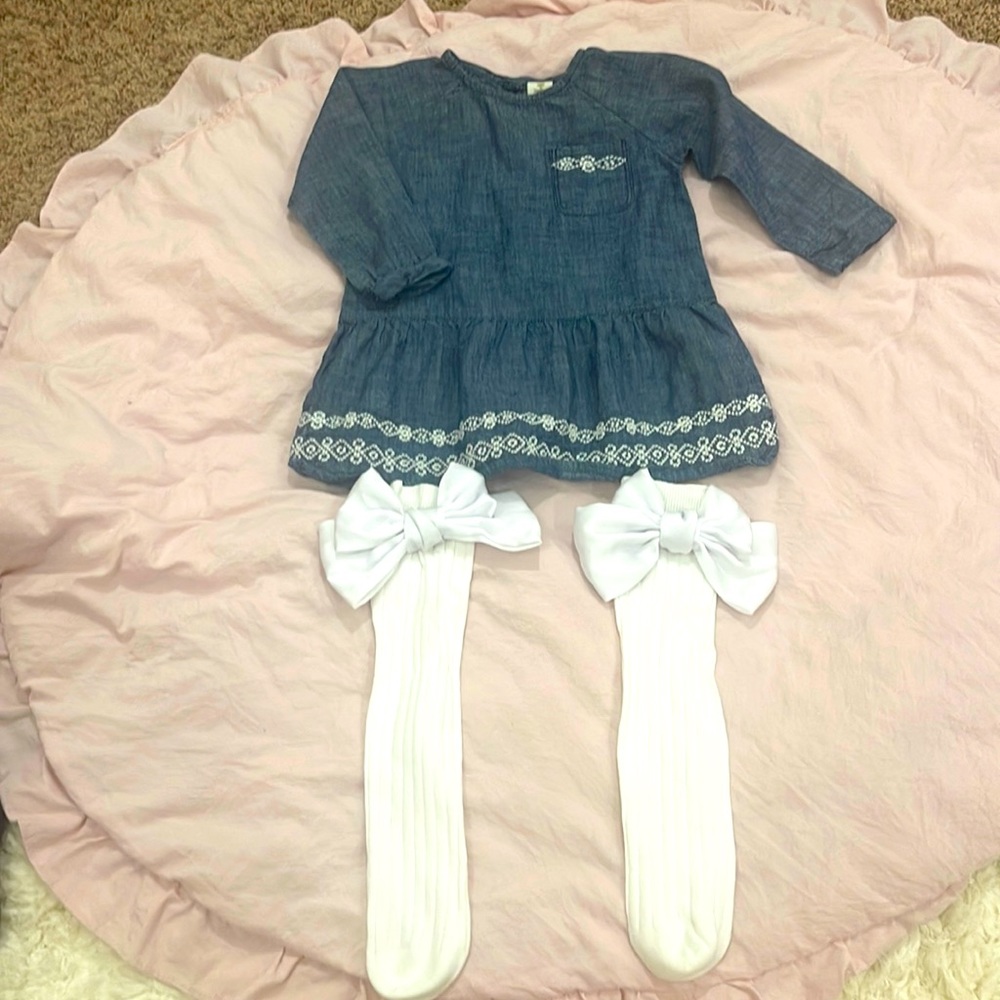 Tucker + Tate Dress w/Bow knee high Socks
